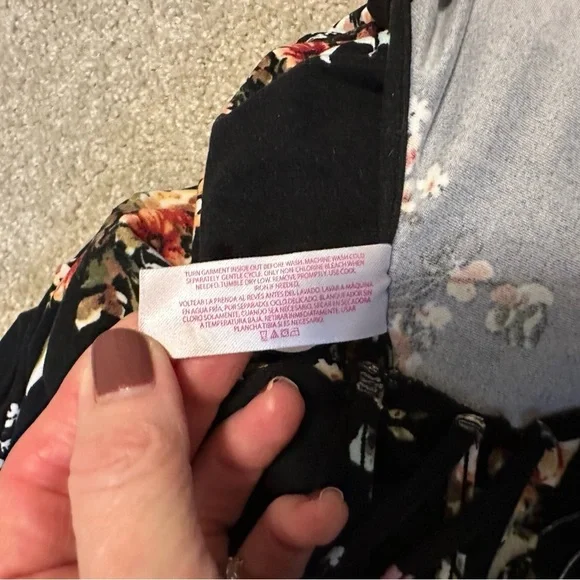 No Boundaries Black & Floral T Shirt Dress - Picture 9 of 13